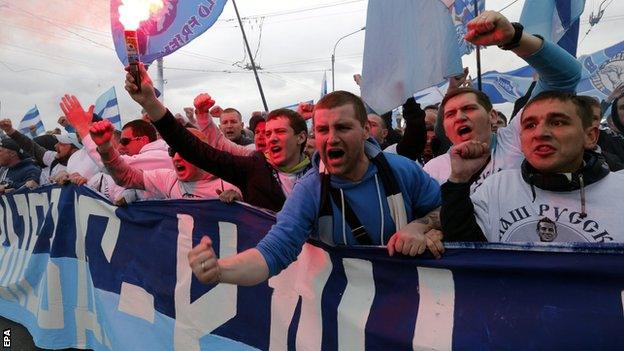 Zenit St Petersburg supporters at Ufa