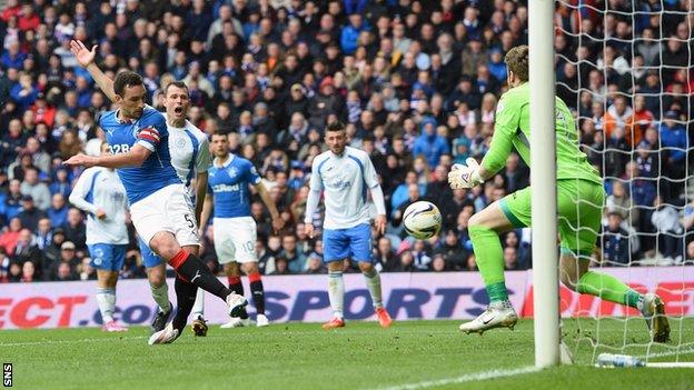 Lee Wallace drew Rangers level at Ibrox, 3-2 ahead in the tie