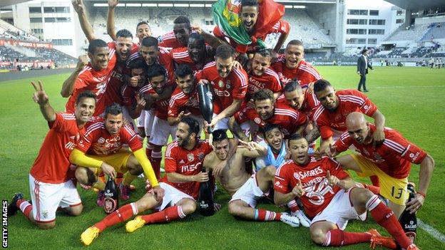 Benfica celebrate winning the title