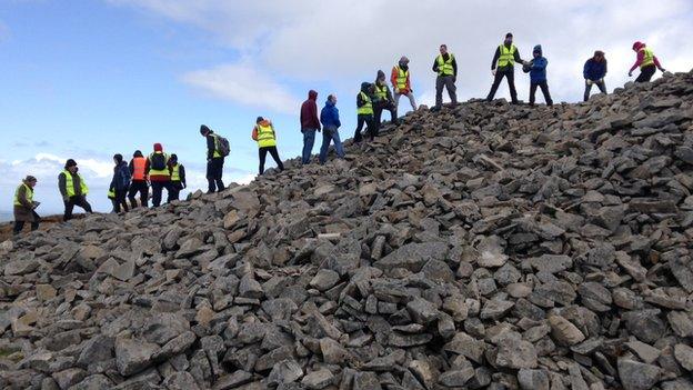 Climbers on Slieve Gullion