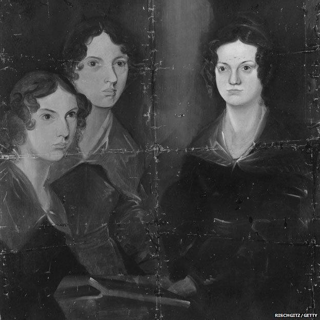 Anne, Emily and Charlotte Bronte. Original Artwork: Painting by their brother, Patrick Branwell Bronte, circa 1834