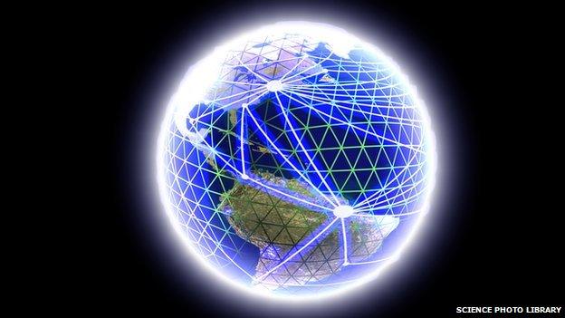 Graphic representing global communications