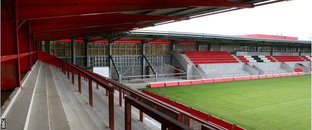 FC United's main stand at Broadhurst Park