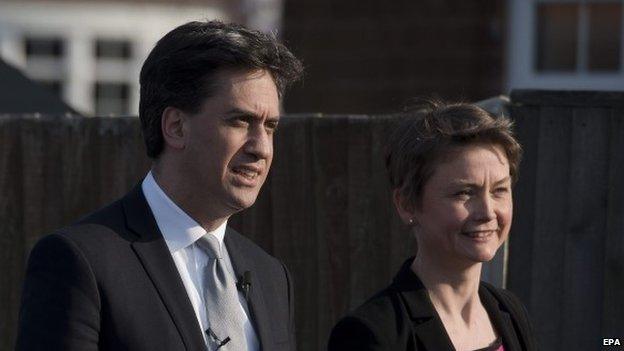 Yvette Cooper and Ed Miliband during the election campaign