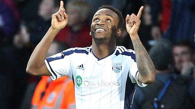 Saido Berahino celebrates a goal