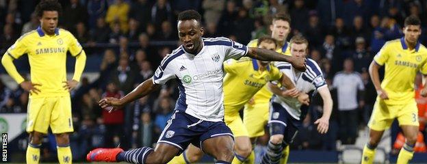 Saido Berahino scores from the penalty spot