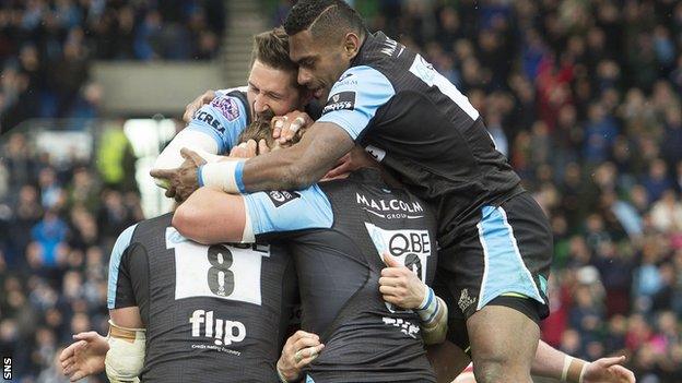 Glasgow Warriors celebrate against Ulster