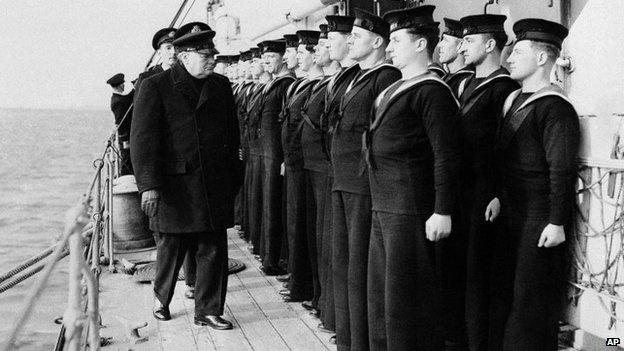 Churchill inspects convoy