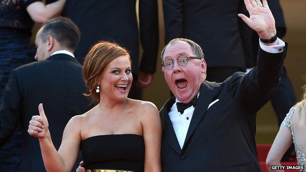 Amy Poehler and John Lasseter