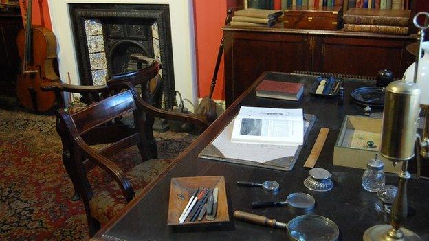 A reconstruction of Thomas Hardy’s third study from his home at Max Gate