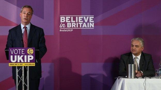 Patrick O'Flynn (left) and Nigel Farage during the election campaign