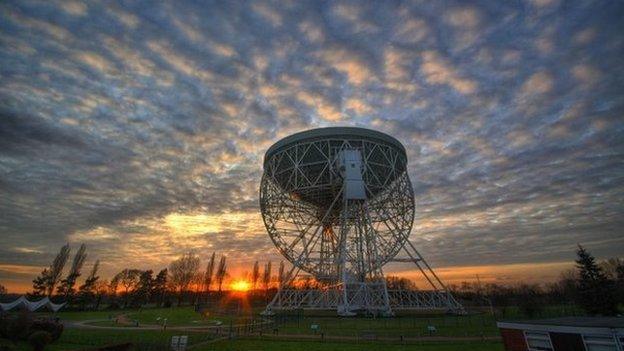 Grade I-listed Lovell Telescope at Jodrell Bank.