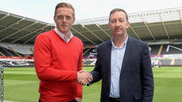 Swansea manager Garry Monk and chairman Huw Jenkins