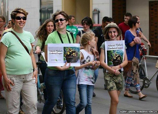 Marchers in Timisoara