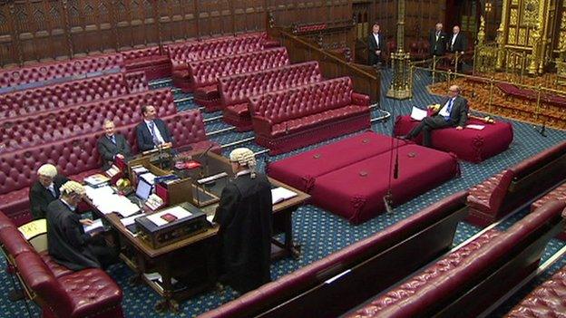 Chamber of the House of Lords as peers are sworn in