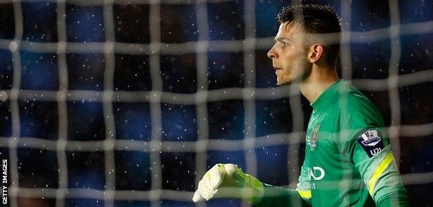 Angus Gunn in action for Manchester City youths