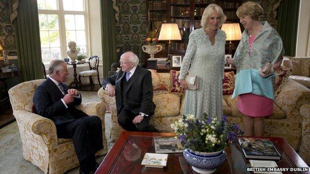 The royal couple meeting Irish President Michael D Higgins and his wife Sabina on Tuesday evening