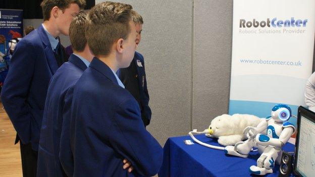 Pupils at robotics stand