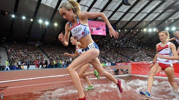 Team Scotland's Eilish McColgan on finished sixth in the 3000m Steeplechase Final at Glasgow 2014