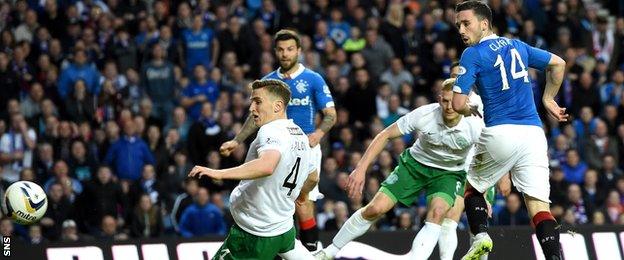 Nicky Clark (14) turned in Ricky Foster's cross to give Rangers the lead