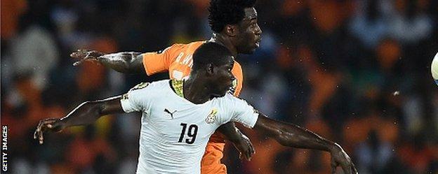 Jonathan Mensah in action for Ghana