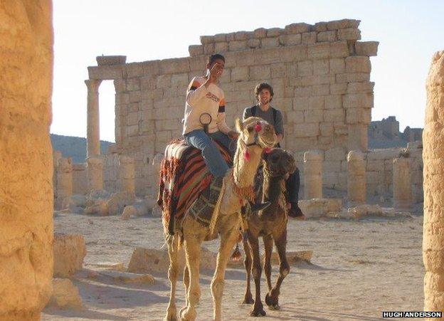 Hugh on a camel