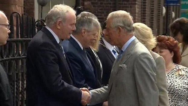 The Duke and Duchess of Cornwall meet Northern Ireland's first and deputy first ministers