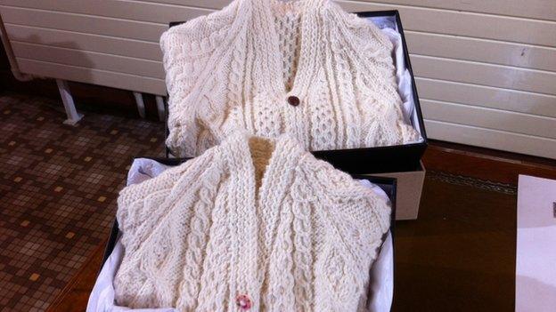 Aran jumpers was presented to the Royal couple as gifts for their grandchildren George and Charlotte