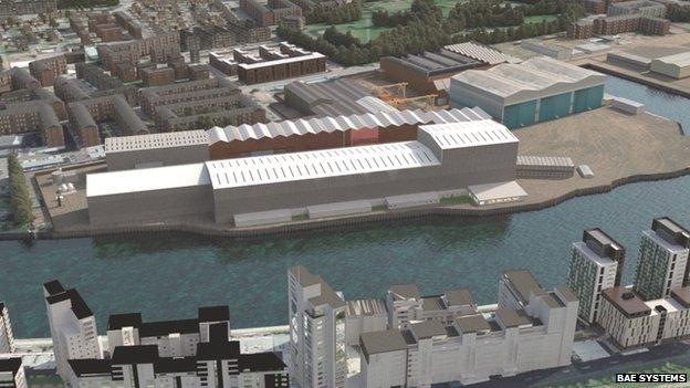 CGI of expanded Govan shipyard