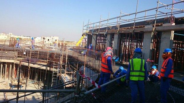 Migrant construction workers in Qatar