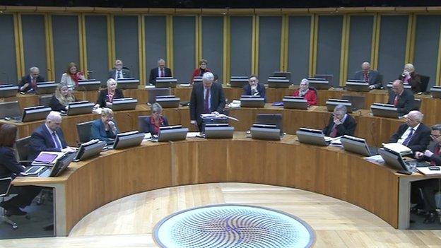 Labour ministers and AMs in the Senedd chamber