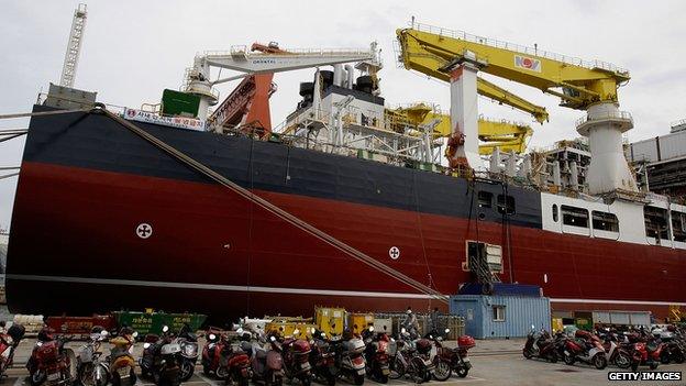 Ship under construction in the Ulsan shipyard in South Korea