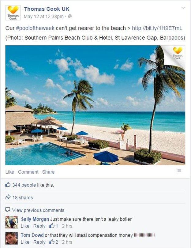 Thomas Cook Facebook page