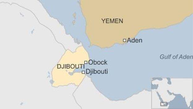 Map of Djibouti and Yemen - May 2015