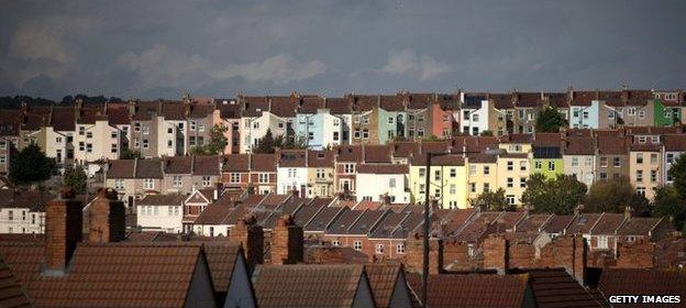 General view of housing in Bristol, England