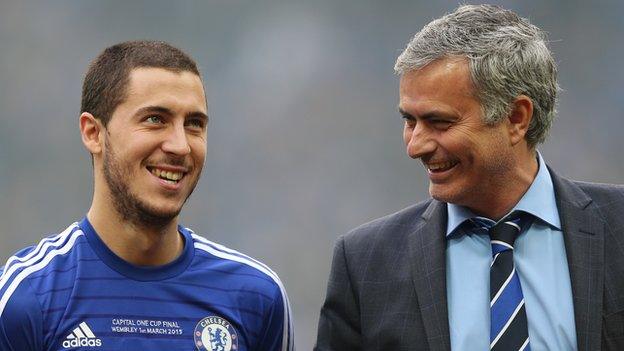 Eden Hazard and Jose Mourinho