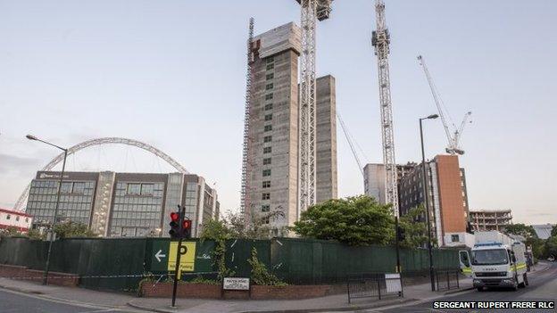 The building site in relation to Wembley Stadium