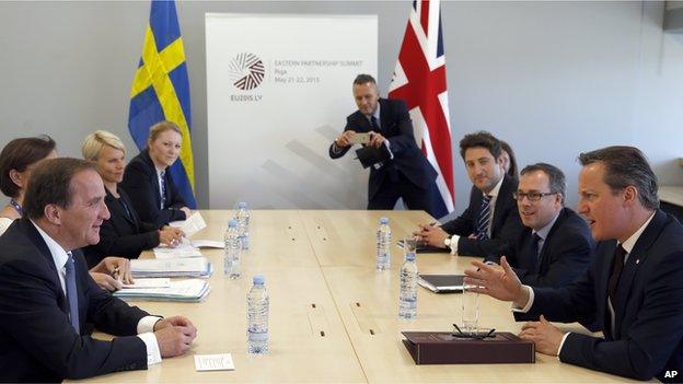 David Cameron holding talks with Swedish counterpart Stefan Lofven