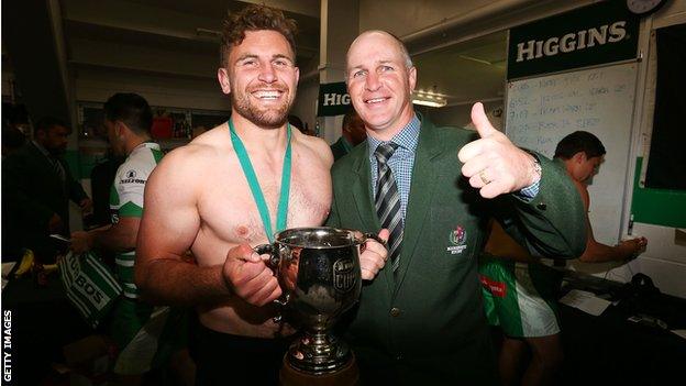 Jason O'Halloran celebrates winning the ITM Cup Championship with Manawatu Turbos