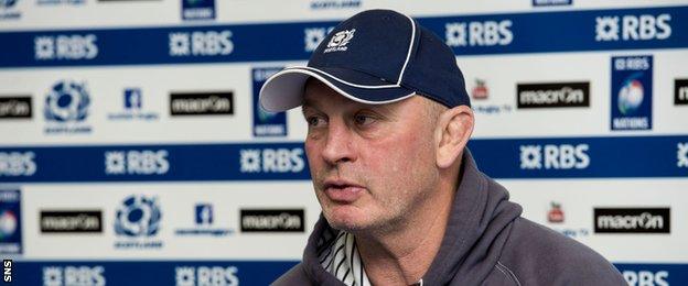 Scotland head coach Vern Cotter speaks to the media