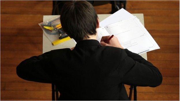 Pupil sitting exam