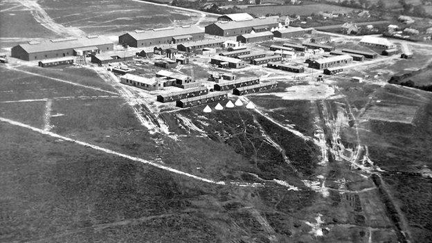 Aerial view of Beaulieu Airfield, East Boldre around 1917
