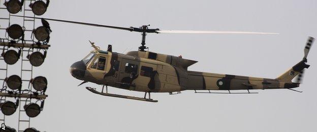 Helicopters at the Gaddafi Stadium