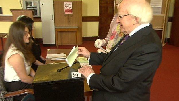 Irish President Michael D Higgins was among those who took the opportunity to vote