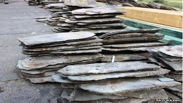 Slates from the roof