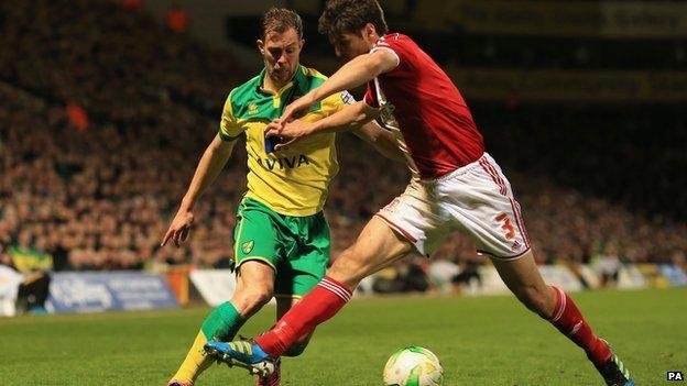 Norwich City in a match with Middlesbrough in April