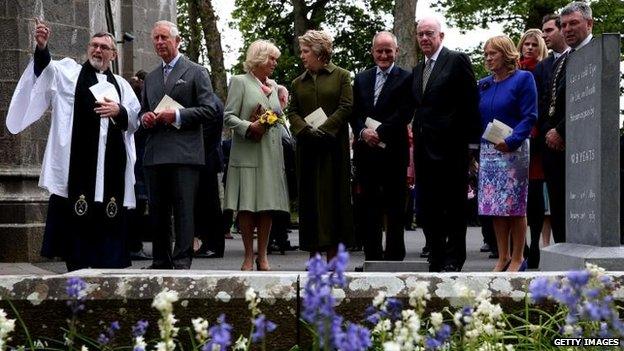 The Prince of Wales visiting the grave of WB Yeats during his visit to County Sligo