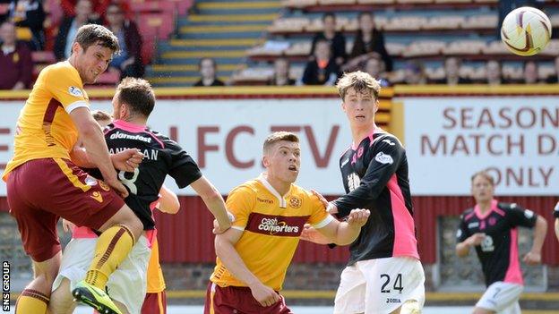 Motherwell striker John Sutton in action against Partick Thistle