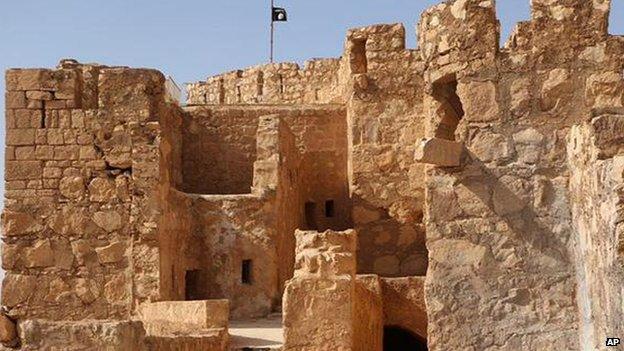 IS flag flies above Palmyra's ancient castle