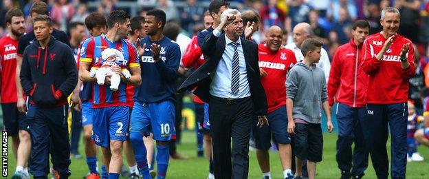 Alan Pardew leads Crystal Palace's celebrations